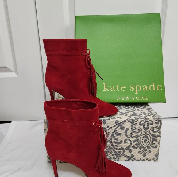 Kate Spade New York- Women's Dillane Ankle Booties in CHERRY RED - Picture 2 of 6